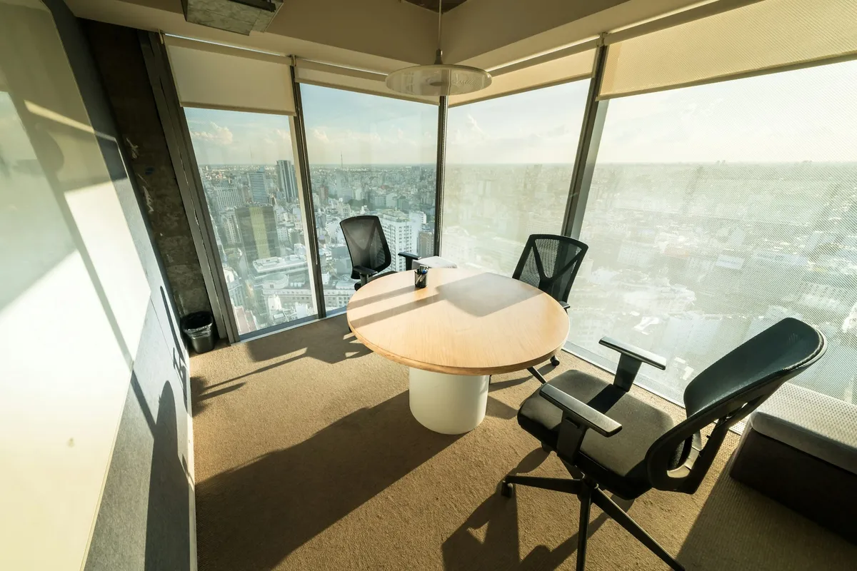 Modern boardroom with city view
