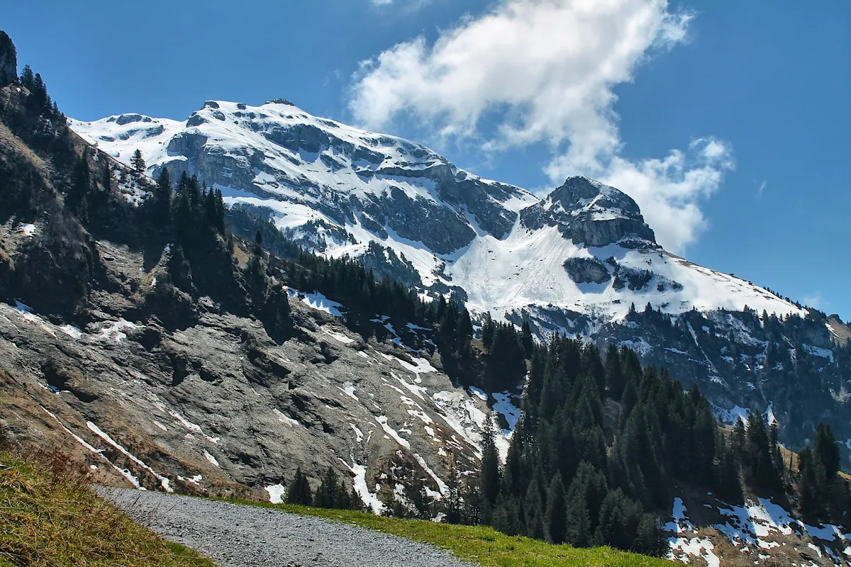 Snow-covered mountain vista